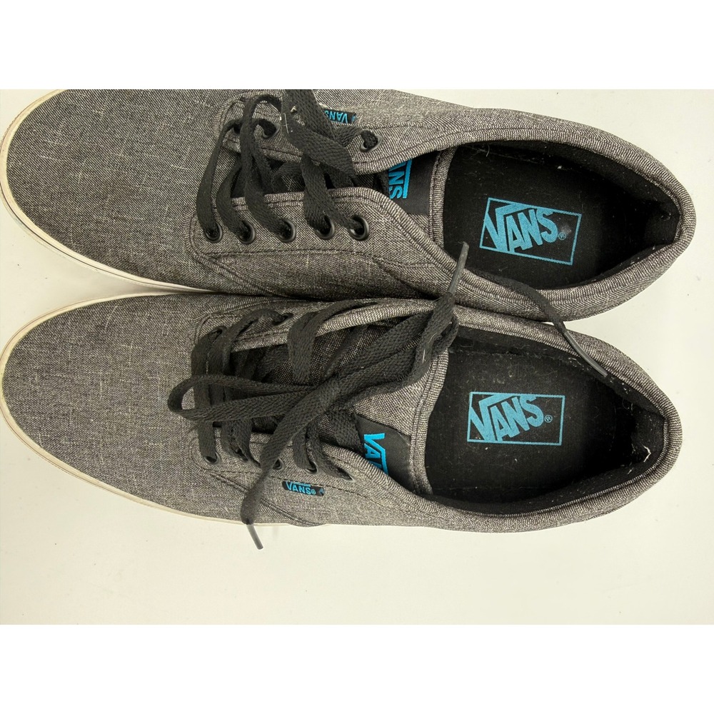 Vans Atwood Low Top Charcoal Gray Denim Canvas Skate Shoes Mens Size 12